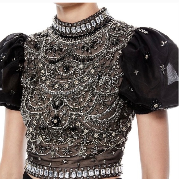Alice + Olivia Cropped Embellished Top - Picture 4 of 7